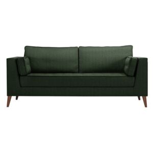Ciemnozielona sofa 3-osobowa z detalami w czarnej barwie Stella Cadente Maison Atalaia Bottle Green