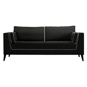 Czarna sofa 3-osobowa z detalami w kremowej barwie Stella Cadente Maison Atalaia Black