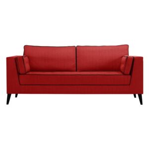 Czerwona sofa 3-osobowa z detalami w czarnej barwie Stella Cadente Maison Atalaia Red