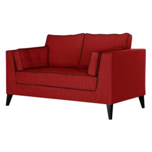 Czerwona sofa 2-osobowaz detalami w czarnej barwie Stella Cadente Maison Atalaia Red