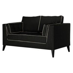 Czarna sofa 2-osobowa z detalami w kremowej barwie Stella Cadente Maison Atalaia Black