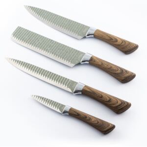 Zestaw 4 noży ze stali nierdzewnej InnovaGoods Swiss Q Wood