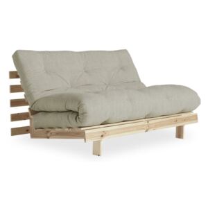 Sofa rozkładana z beżowym lnianym pokryciem Karup Roots Raw