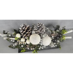 Stroik dekoracyjny świąteczny białe kule