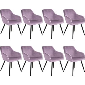Tectake 404033 8x krzesło marilyn, aksamit - różowy/czarny