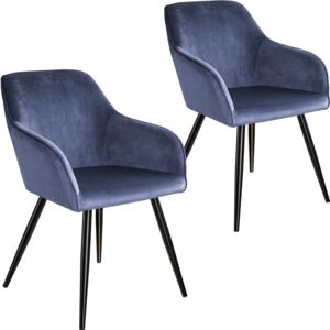 Tectake 404022 2x krzesło marilyn, aksamit - niebiesko-czarne