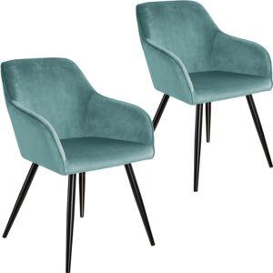 Tectake 404054 2x krzesło marilyn, aksamit - turkusowy/czarny
