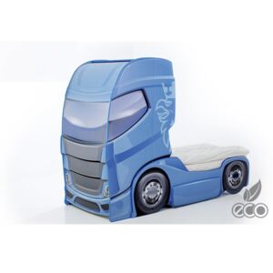Łóżko samochód MEBELEV TRUCK +1, niebieskie, 178x93x245 cm