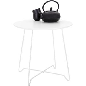 Okrągły, biały stolik w minimalistycznym stylu