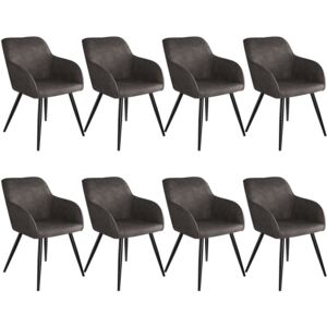 Tectake 404081 8x krzesło marilyn - ciemnoszaro-czarne