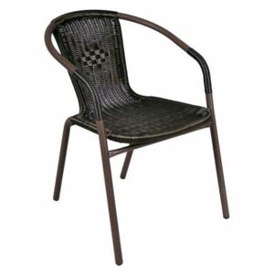 Krzesło ogrodowe Bistro rattanowe - czarne z brązową strukturą