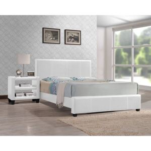 Komfortowe łóżko RAVIS - biała eco skóra