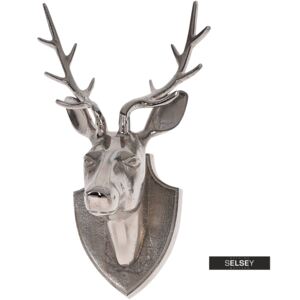 Dekoracja ścienna Głowa jelenia 34,5 cm srebrny