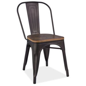 Metalowe krzesło z drewnianym siedziskiem Loft 4