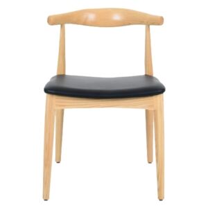 Krzesło Elbow na drewnianych nogach i z siedziskiem z ekoskóry