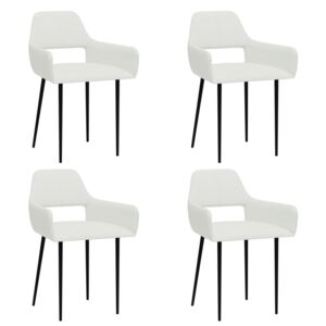 Krzesła stołowe, 4 szt., białe, tapicerowane tkaniną