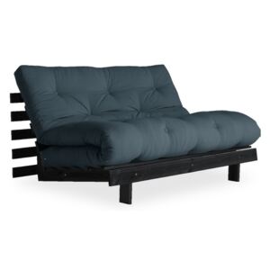 Sofa rozkładana z niebieskozielonym pokryciem Karup Design Roots Black/Petrol Blue