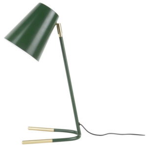 Zielona lampa stołowa z detalami w złotej barwie Leitmotiv Noble