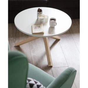 Stolik kawowy z okrągłym blatem Triple 68 w stylu skandynawskim