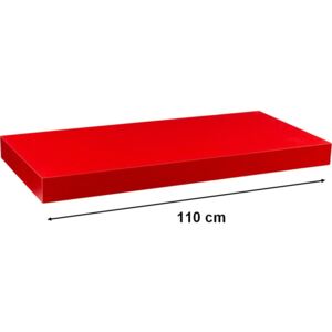 Półka ścienna STILISTA Volato wolnowisząca czerwona,110 cm