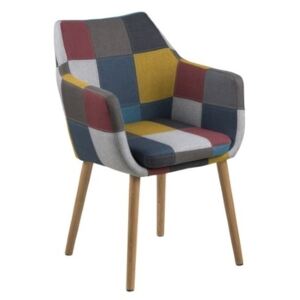 Tapicerowane krzesło z poduszką Nora tkanina patchwork