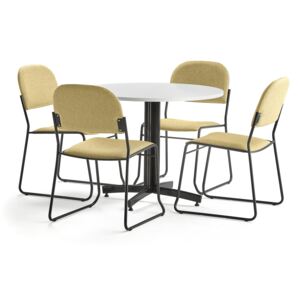 Zestaw mebli SANNA + DAWSON, stół i 4 krzesła żółte