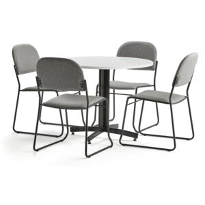 Zestaw mebli SANNA + DAWSON, stół i 4 krzesła szary
