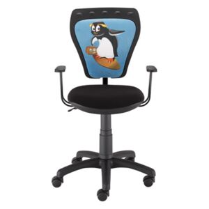 Obrotowe krzesło dziecięce z pingwinem na oparciu Ministyle