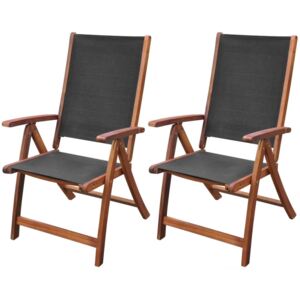 Składane krzesła z drewna akacjowego, czarne, 2 szt
