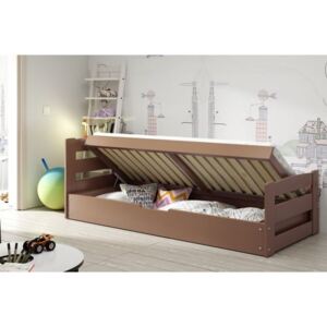 Łóżko z materacem ERNIE 200x90cm, kolor czekoladowy