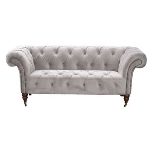 Sofa dwuosobowa DEKORIA Chesterfield Glamour Velvet, szara, 187x94x74 cm