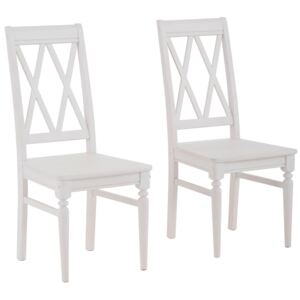 Sosnowe, białe krzesła o ciekawym kształcie - 2 sztuki