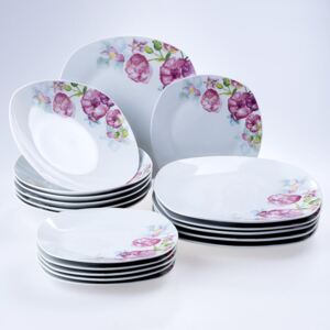 Komplet porcelanowych talerzy square DOLORES 18 szt