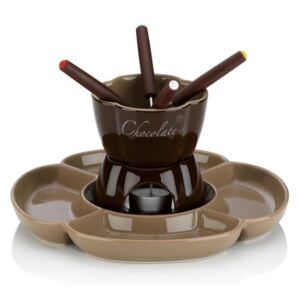 Ceramiczny zestaw do fondue czekoladowego 4 os. 0,25 l Kela brązowy
