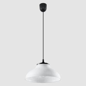 Lampa wisząca KARSTEN Biała szkło czarna stal E27 LED nowoczesny zwis SOLLUX LIGHTNIG