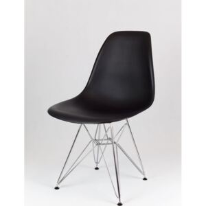 SK Design KR012 Czarne Krzesło, Chromowane nogi - Czarny