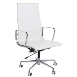 Fotel biurowy CH1191T biała skóra/chrom - Biały