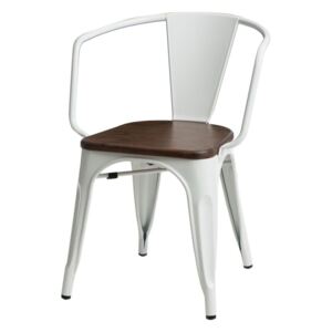 Krzesło Paris Arms Wood białe sosna orze ch - Biały || Brązowy