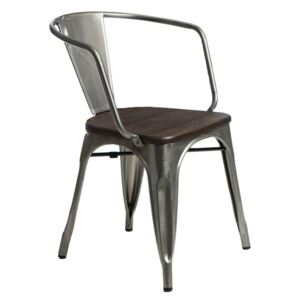 Krzesło Paris Arms Wood metal sosna szcz otkowana - Grafitowy || Brązowy
