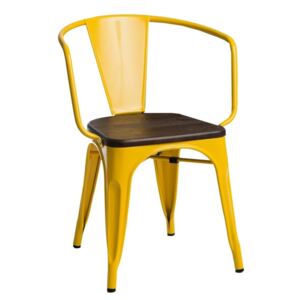 Krzesło Paris Arms Wood żółte sosna szcz otkowana - Żółty || Brązowy