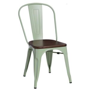 Krzesło Paris Wood zielone sosna orzech - Zielony || Brązowy