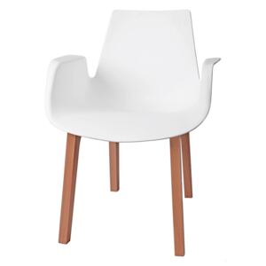 Krzesło Mokka białe, drewniane nogi