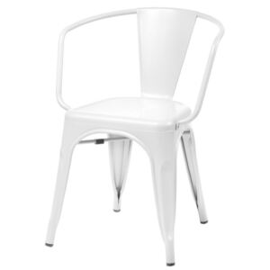 Krzesło Paris Arms białe inspirowane Tolix - Biały