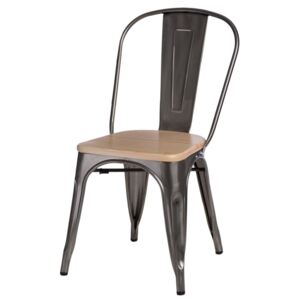 Krzesło Paris Wood metali. sosna natural - Grafitowy || Brązowy