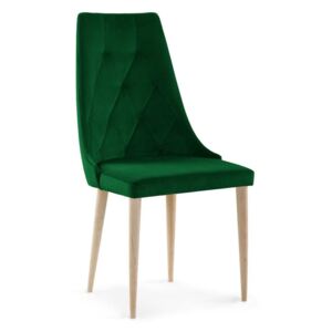Krzesło CAREN II VELVET zielony/ buk-drew/ KR19 - Zielony