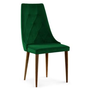 Krzesło CAREN II VELVET zielony/ orzech-drew/ KR19 - Zielony
