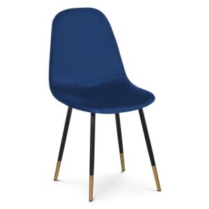 Krzesło VIKTOR niebieski aksamit + czarny - Niebieski