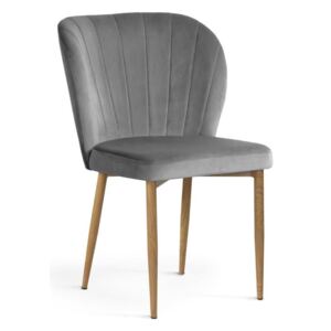Krzesło SHELLY velvet/szary/dąb/BL14 - Szary
