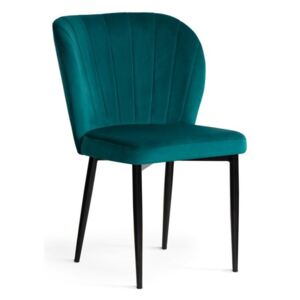 Krzesło SHELLY velvet/turkusowy/czarny/BL85 - Turkusowy