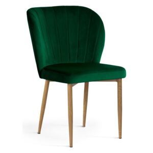 Krzesło SHELLY velvet/zielony/dąb/BL78 - Zielony